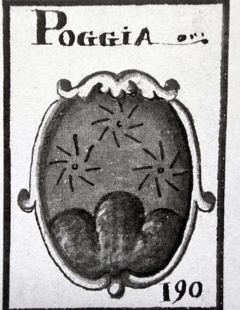 Stemma Poggi — tre stelle sopra tre poggi
